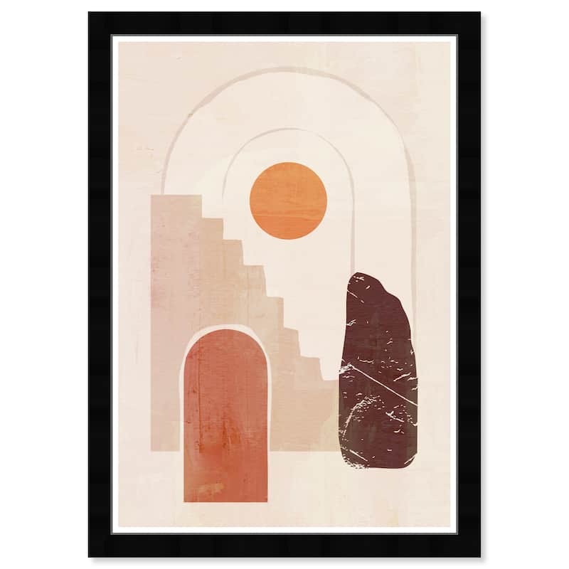 Wynwood Studio Prints Abstract Stairway to the Sun Brown and Modern & Contemporary Wall Art Canvas Print