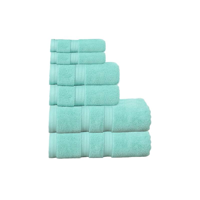 Home Weavers Elegance Essentials 550GSM Cotton Zero Twist Super Absorbent Bath Towel Set of 6 - 27"x54", 16"x24", 13"x13" - Turquoise