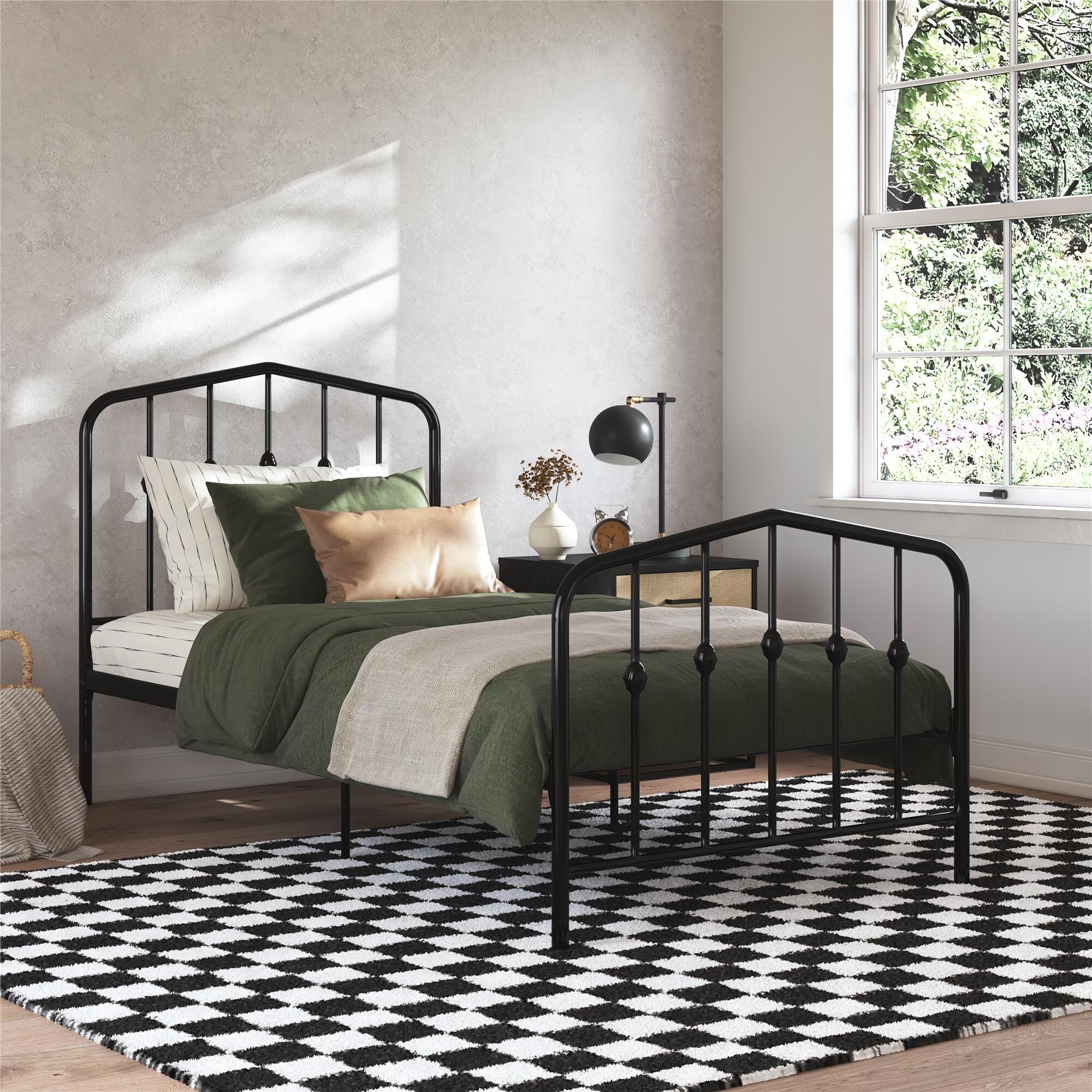 Novogratz Bushwick Metal Platform Bed Frame with Headboard, Twin