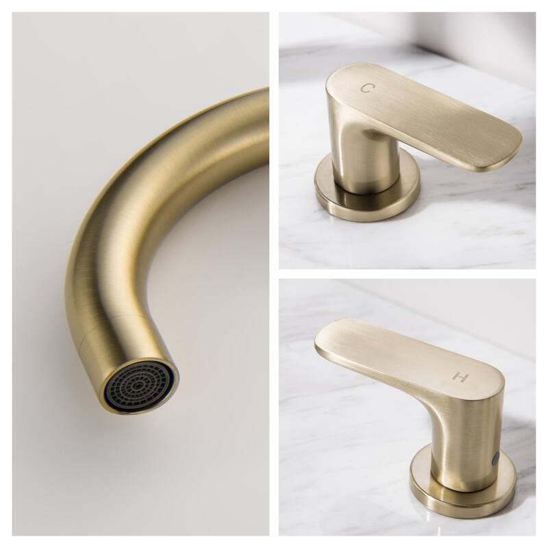 Elegant Gold Bathroom Sink Faucet Widespread Lavatory Faucet with 2-Handle