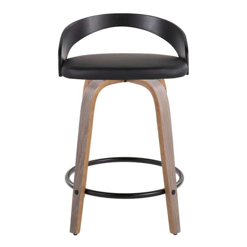 Carson Carrington Stavanger 24" Fixed-Height Counter Stool with Bent Wood Legs & Round Footrest (Set of 2)