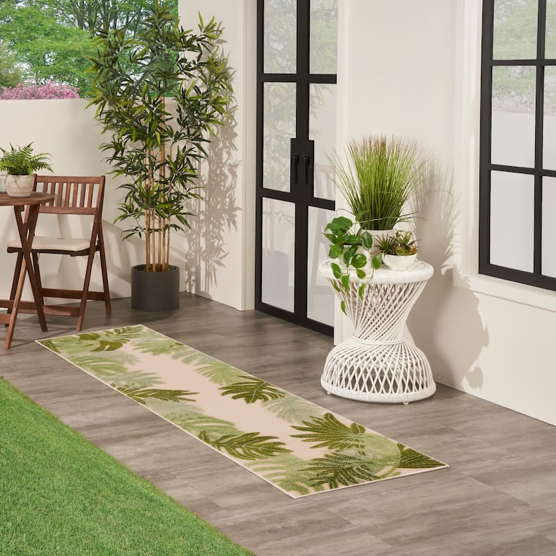 Nourison Aloha Indoor/Outdoor Nature Area Rug - 2'3" x 8' - Ivory/Green