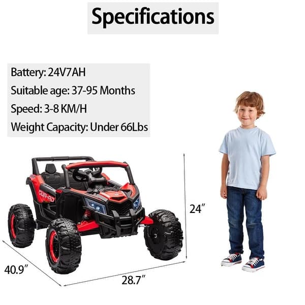 dimension image slide 1 of 3, 24V Ride On UTV Car, Battery Powered Electric Vehicles