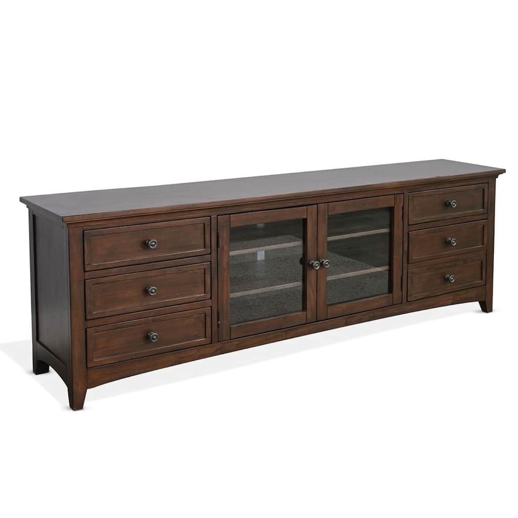 Lesy TV Media Entertainment Console, 82 Inch, 6 Drawers 2 Doors, Brown
