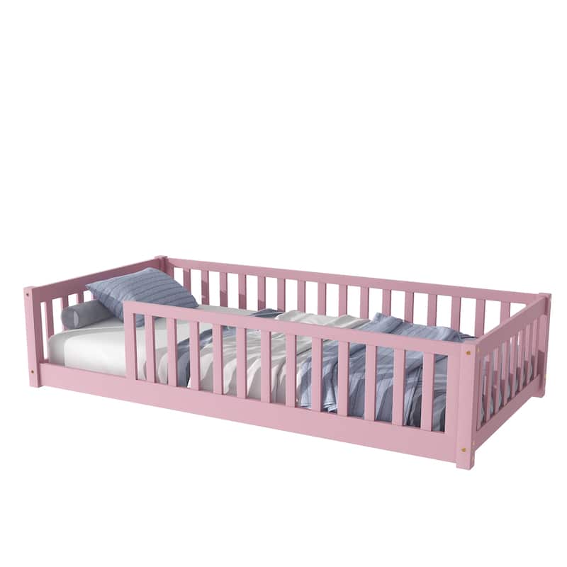 Floor Platform Bed With Fence Without Door