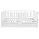 preview thumbnail 48 of 118, Wood Cribs Convertible Toddler Bed with Fence Guardrails and 2 Drawers Split into Independent Floor Bed and Daybed Slat Support