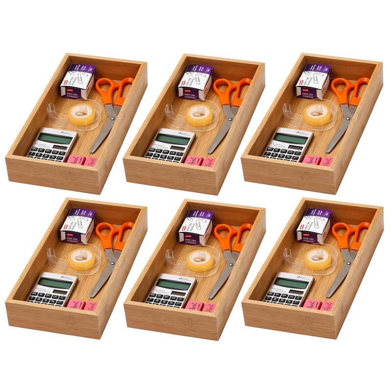 YBM Home Bamboo Kitchen Drawer Organizer Storage Box (Set of 6),