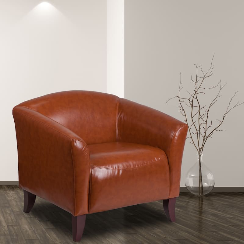 LeatherSoft Chair with Wood Feet - 33.5"W x 31"D x 29"H