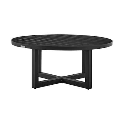 Jax 42 Inch Round Patio Coffee Table, Aluminum Frame, Slatted Top ...