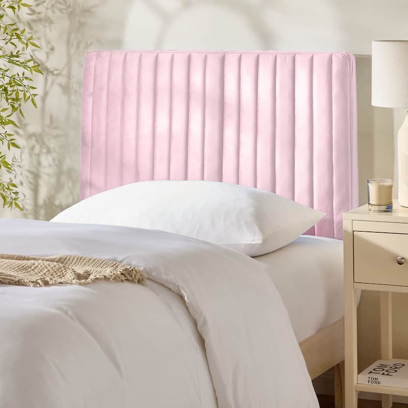 Empyrean Velvet Headboard, Floating Wall-Mounted, Easy Assemble Upholstered Peel & Stick, 3D Soundproof Bed Wall Panels - Soft Blush - Twin