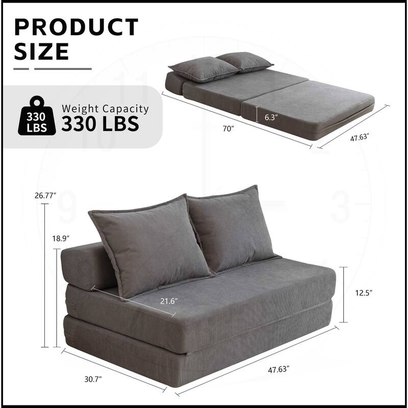 Foldable Sofa Bed Sleeper Lounge Chair with Pillow Floor Mattress