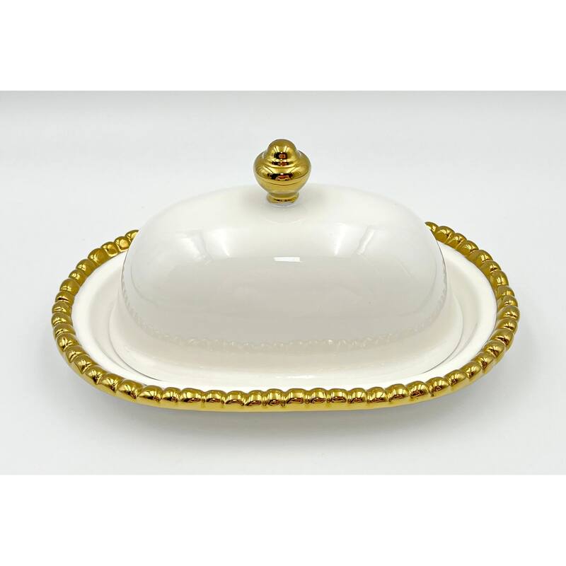8" Bead Butter Dish with cover