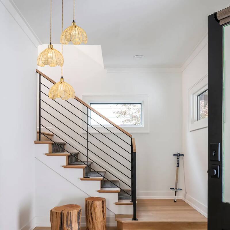 Cali 3-Light Rattan Hemp Cluster Pendant, Coastal Boho - Handwoven - 21" Wide