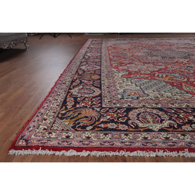 Hand Knotted Oriental 100% Wool Carpet Traditional Floral Red Najafabad Area Rug - 16' 2'' X 10' 3''