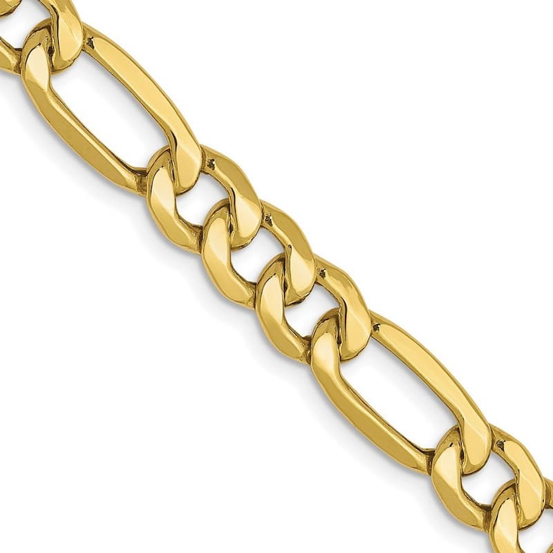 Curata 10k Semi Solid 6.6mm Semi solid Figaro Chain Bracelet
