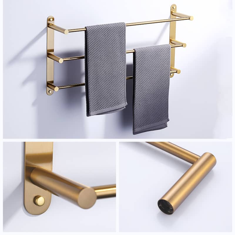 WOWOW 3-Tier Wall Mounted Towel Rack in Brushed Nickel
