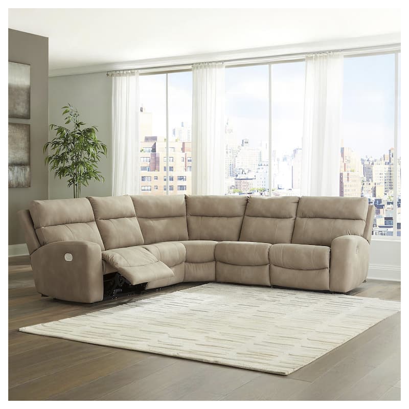 Signature Design by Ashley Next-Gen DuraPella 5-Piece Power Reclining Sectional - 105.5"W x 104.5"D x 42"H - Brown