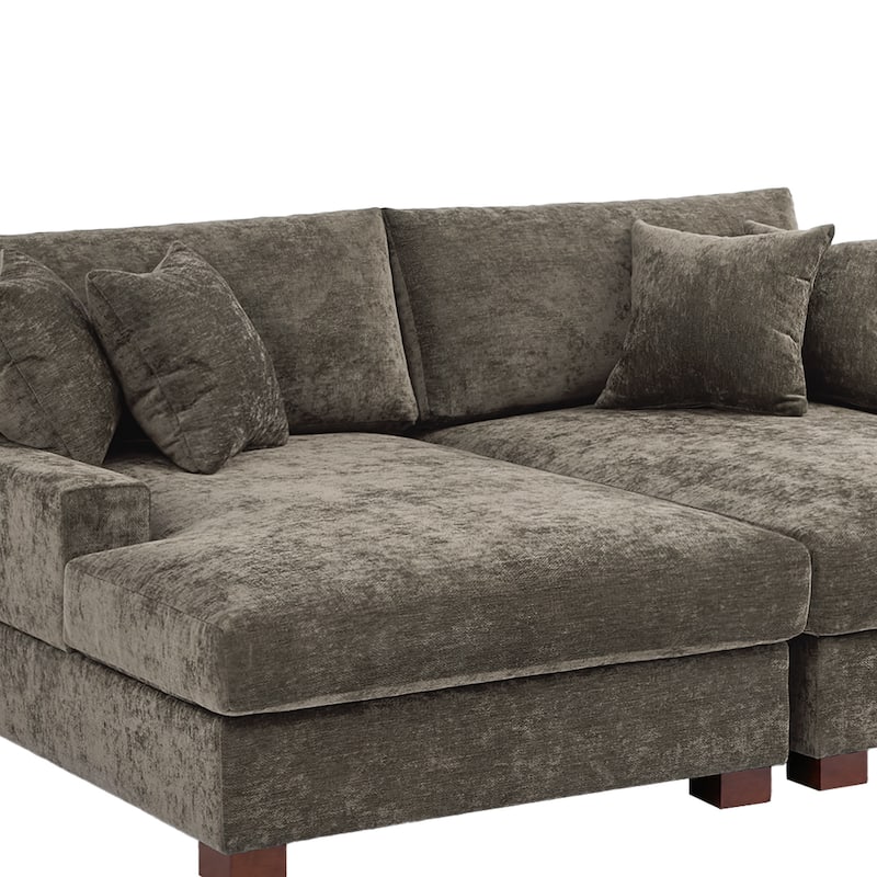 Modern Upholstered Chenille Modular Sectional Sofa with 2 Chaise