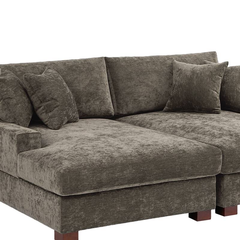 Oversized Chenille Modular Sectional Sofa With Deep Seat