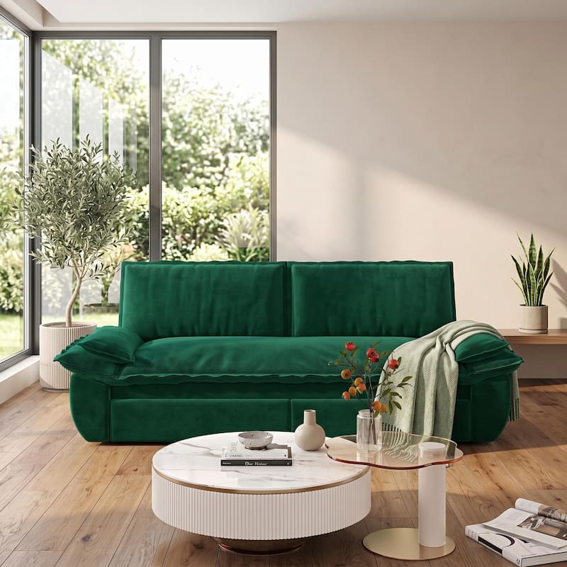 Homy Casa 73.2''/94.5" Queen/King Pull Out Sofa Bed, 3-in-1 Corduroy/Velvet Sleeper Couch
