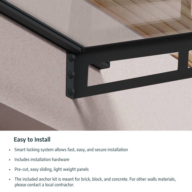 Vega 7 ft. x 7 ft. Gray/Clear Door and Window Fixed Awning