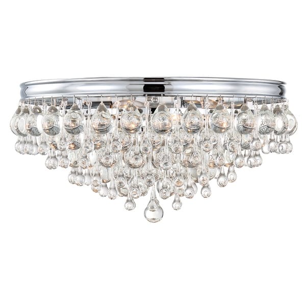 slide 2 of 5, Calypso 6 Light Crystal Teardrop Chrome Ceiling Mount - 20'' W x 9'' H