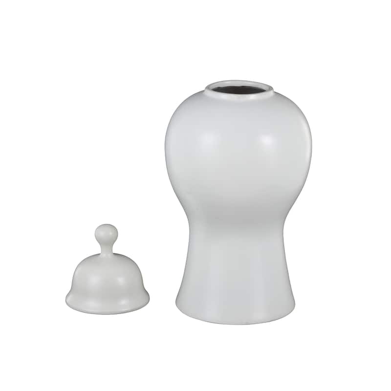 Ceramic Rounded Hourglass Decorative Jars with Lid and Ball Knob - White or Black- Roche River Decor
