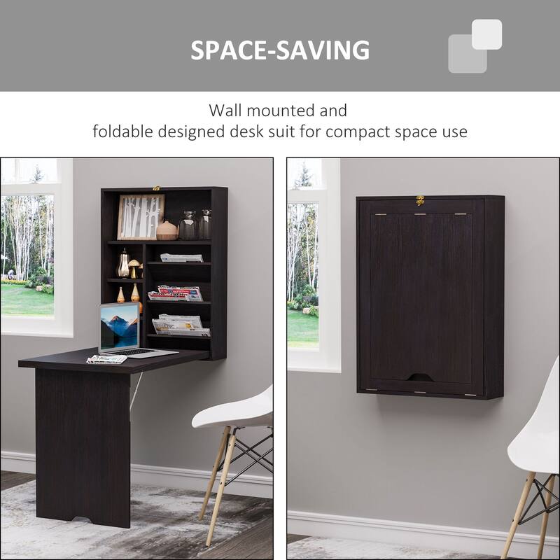Wall Mounted Fold Out Convertible Desk, Multi-Function Floating Desk