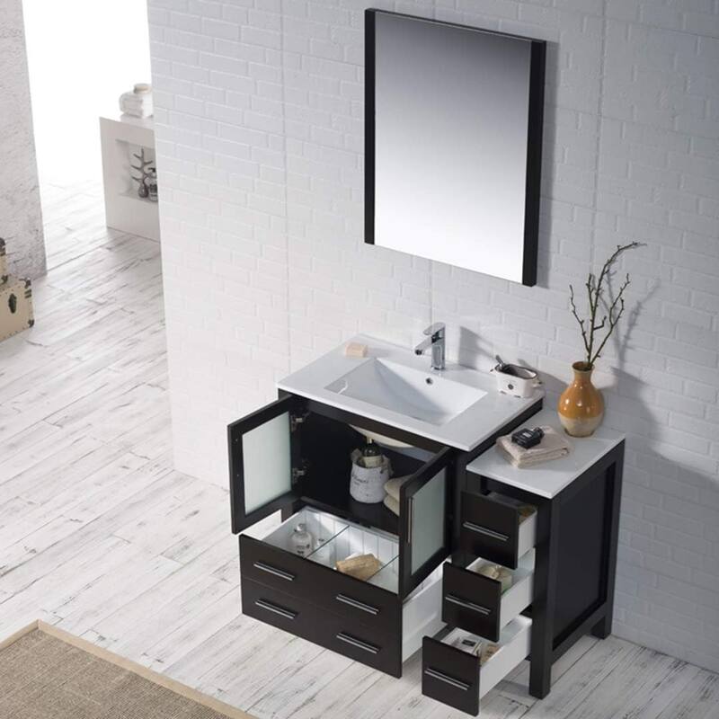 Blossom 42" Solid Wood Bathroom Vanity w/ Ceramic Sink & Side Cabinet