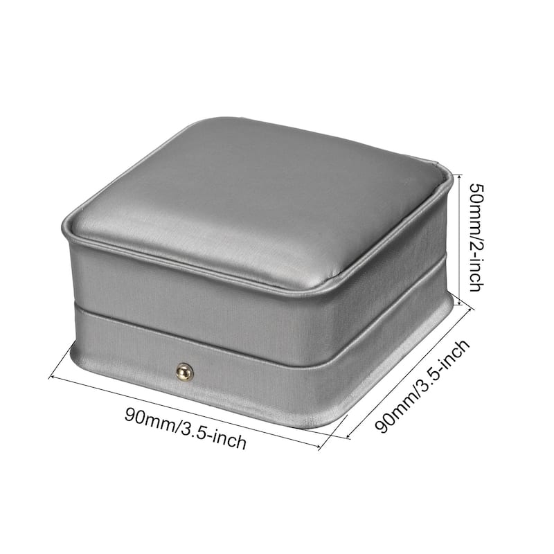 2pcs PU Leather Bracelet Boxes Classic Bangle Box Jewelry Gift Storage - Grey