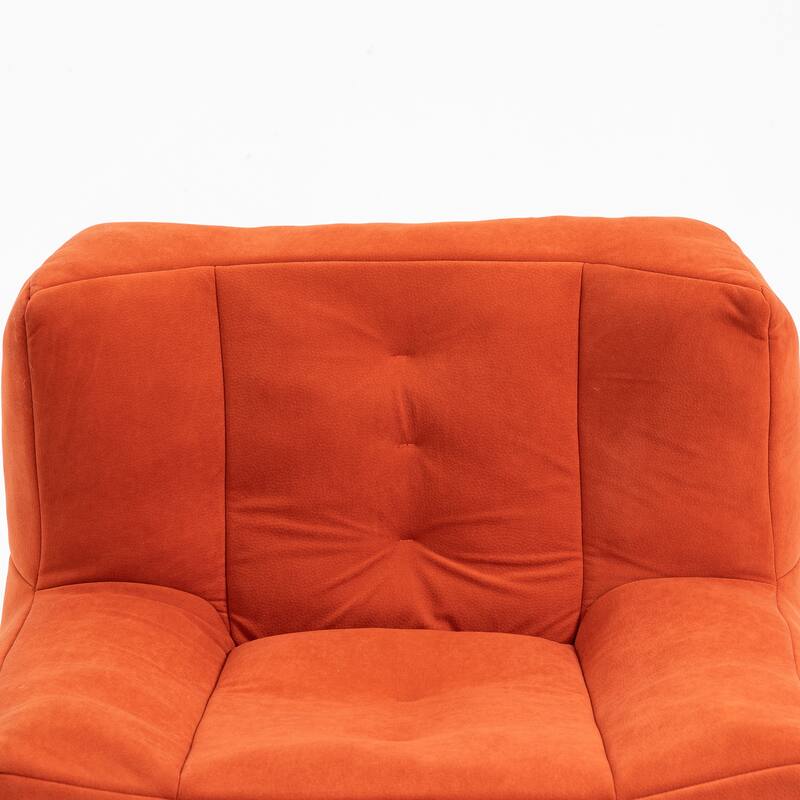 Living Room Velvet Upholstered Lazy Sofa Chair with Ottoman