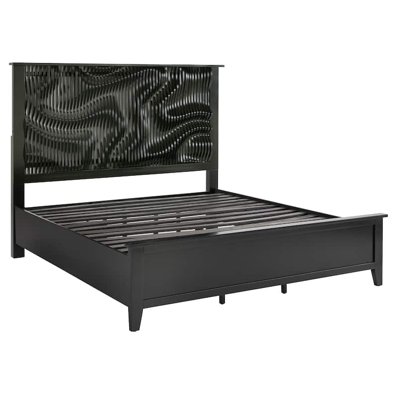 Bergen Wave Headboard with LED Lights Platform Bed by iNSPIRE Q Modern