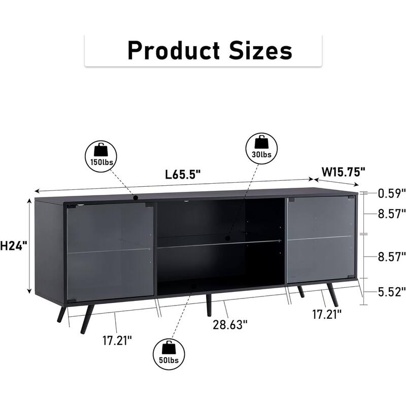 Modern TV Stand for TVs up to 75 Inch with LED Lights