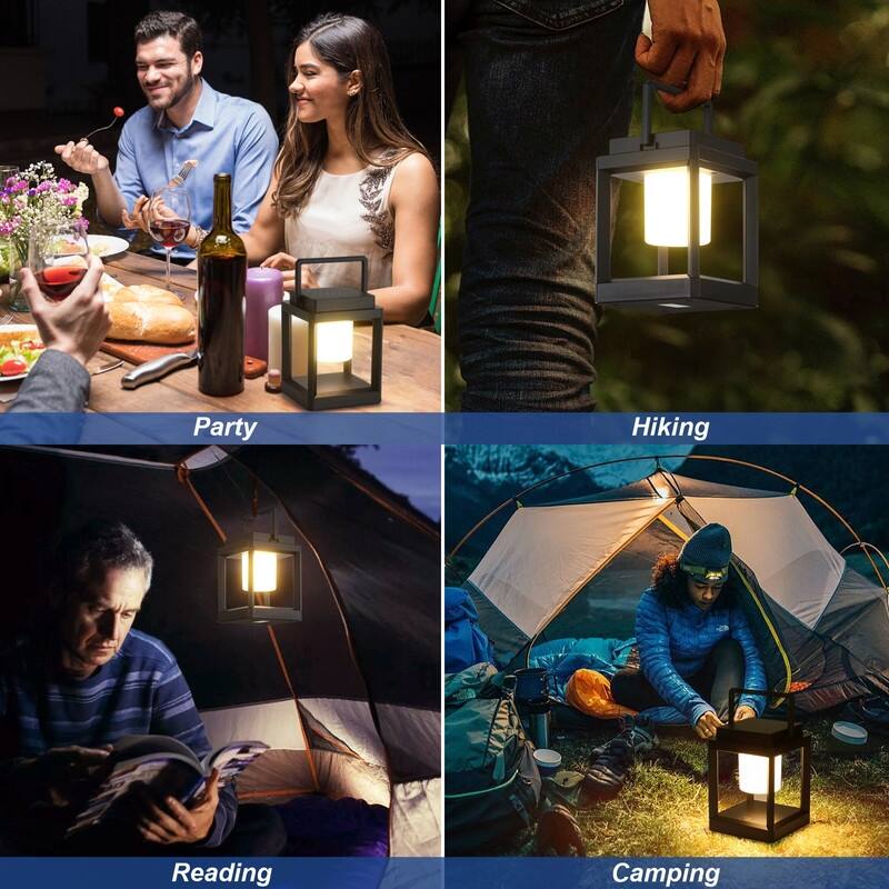 Portable Outdoor LED Table Lamp Rechargeable, Solar Powered, Waterproof Touch Control Decorative Light for Patio Camping Reading