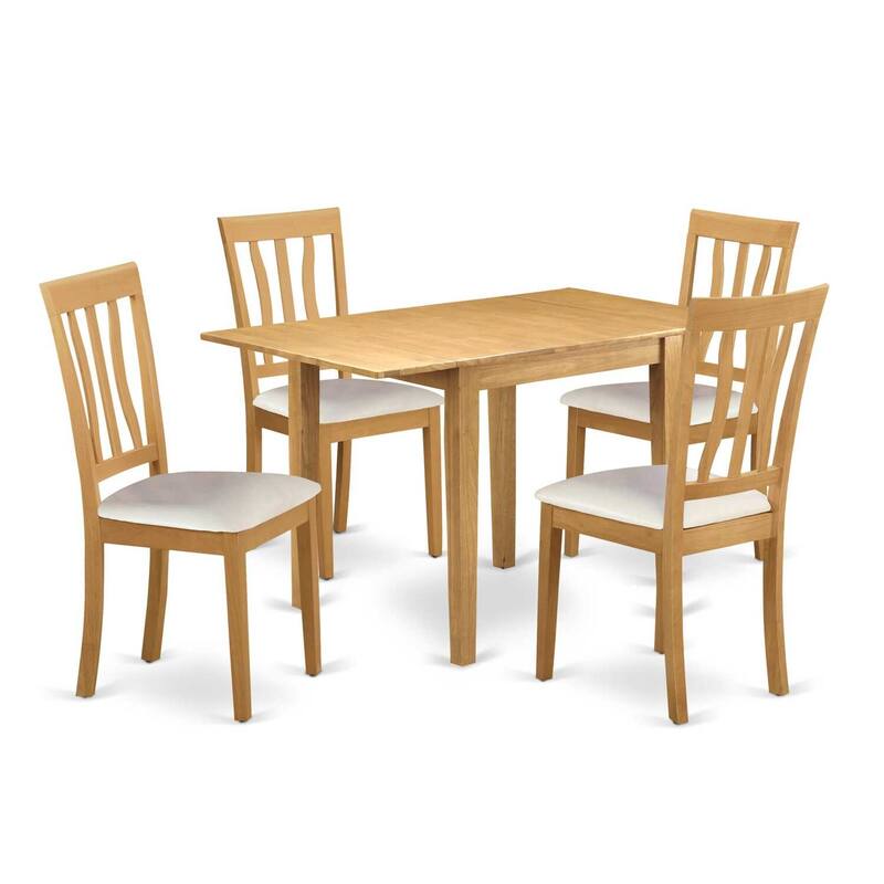 HomeStock 5-Pc Natural Oak Finish Solid Wood Top-Dining Room Set-Seats 4