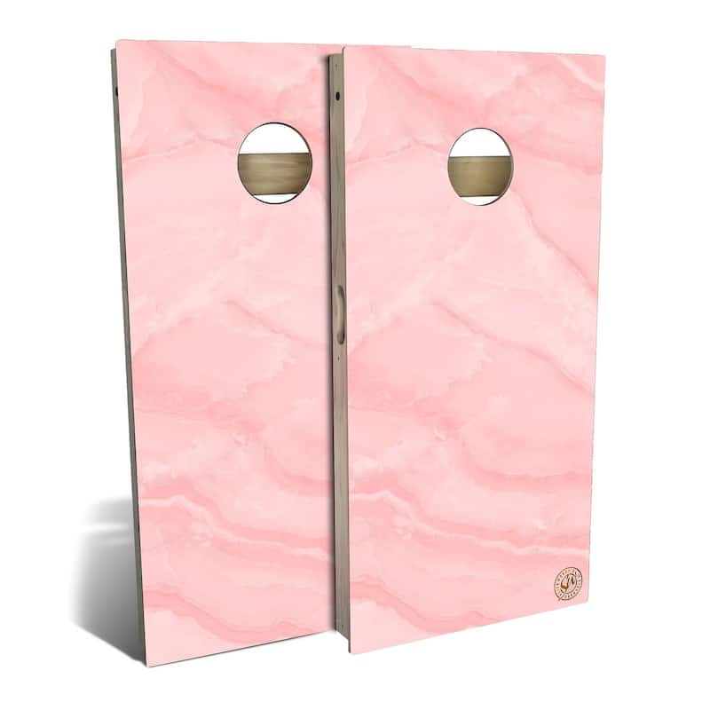 Pink Marble Outdoor Cornhole Board Set