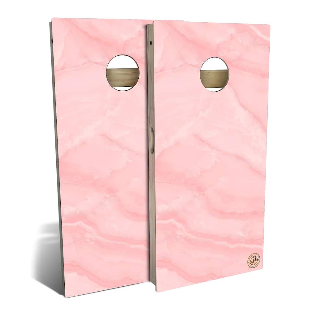 Pink Marble Outdoor Cornhole Board Set