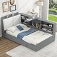 preview thumbnail 16 of 23, Wood Twin Size platform bed with Storage Headboard, Shelves and 2 Drawers