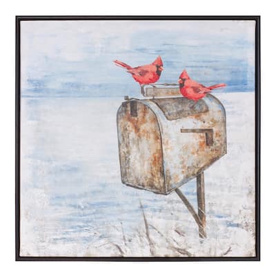Cardinal and Mailbox Canvas Print 24"SQ - 24 x 1.5 x 24