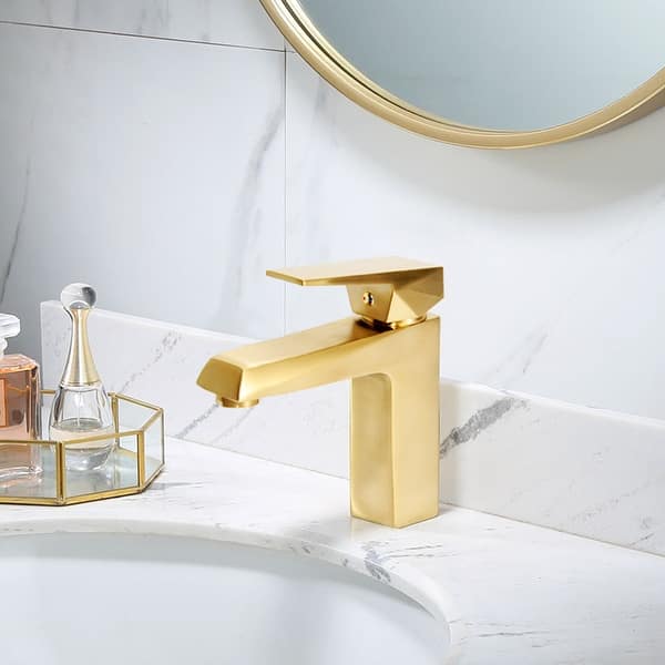 Modern Brushed Gold One Hole Bathroom Sink Faucet with Single Handle