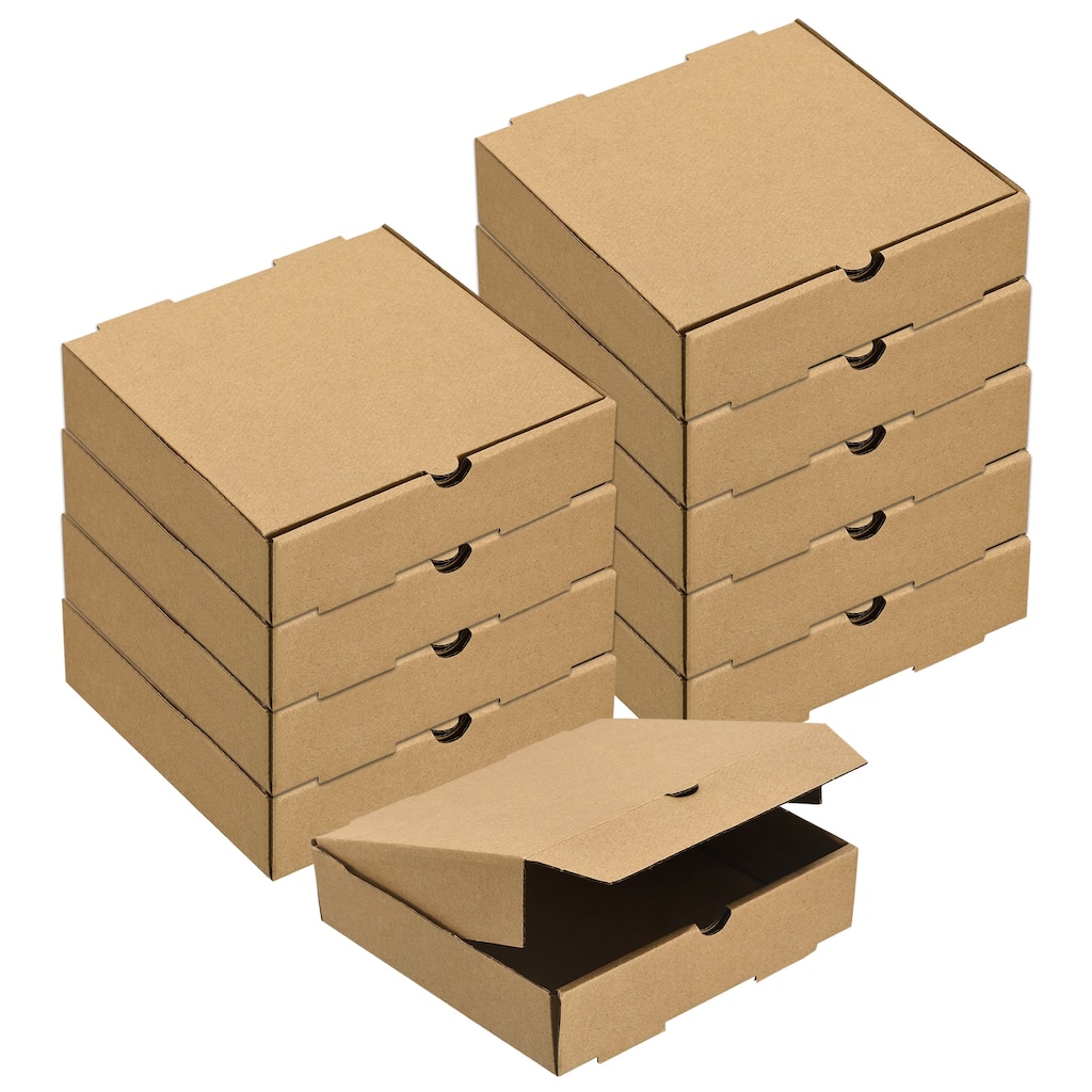 Pizza Box, 10pcs 8x8 Inches - Cowhide Paper Square Mini Pizza Boxes - Brown