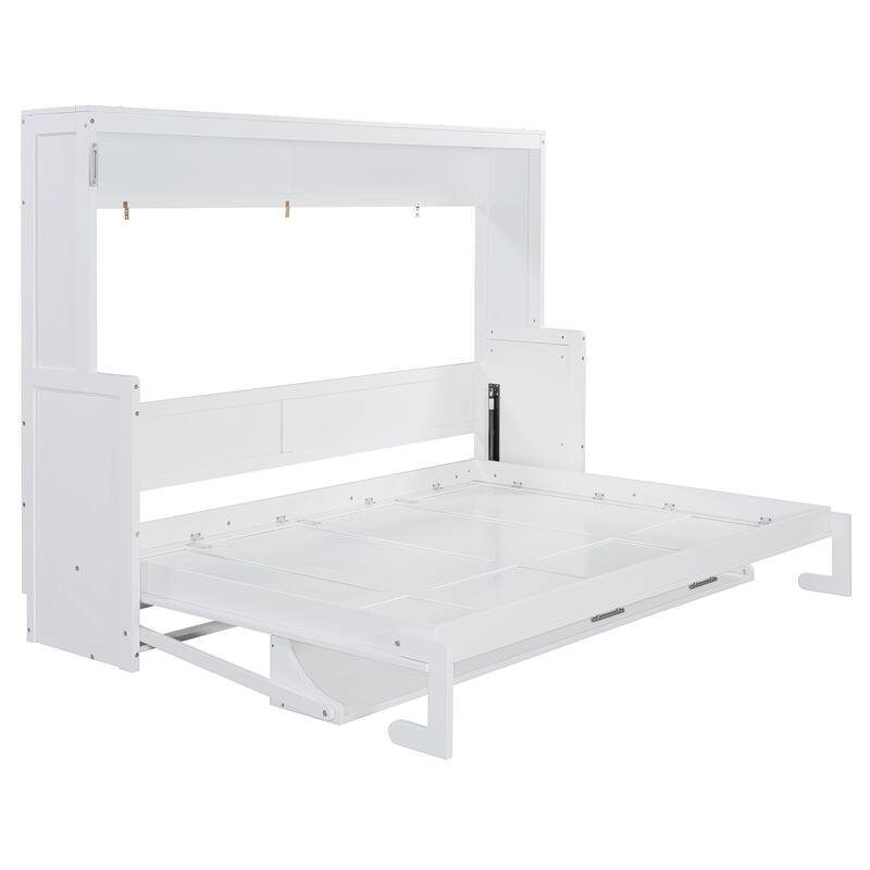 Hydraulic Folding Queen Murphy Bed with Integrated Desk & Hidden Workspace by Harper&Bright Designs