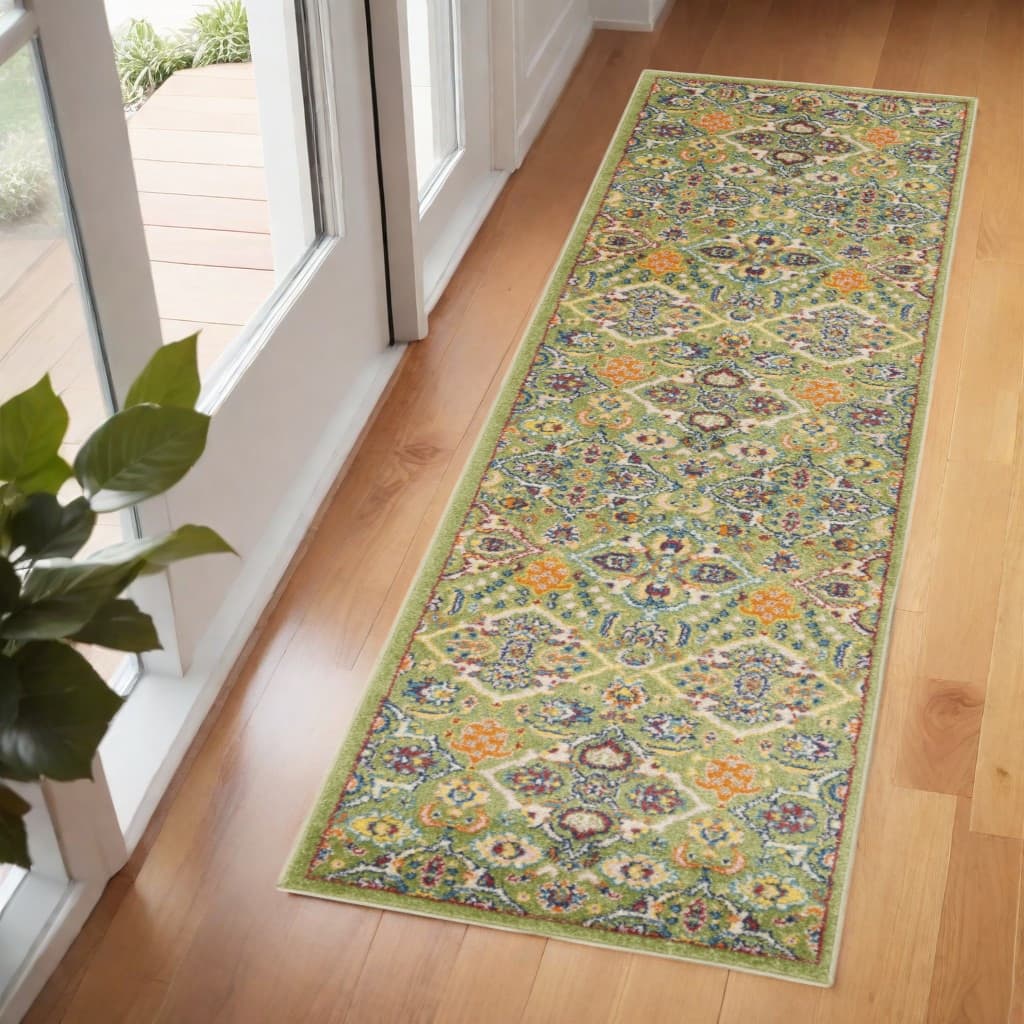 Power Loomed Floral Traditional Low Pile Area Rug - 72' X '24' X '0.25