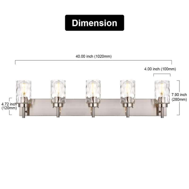 5-Light Vanity Light with Hammered Glass