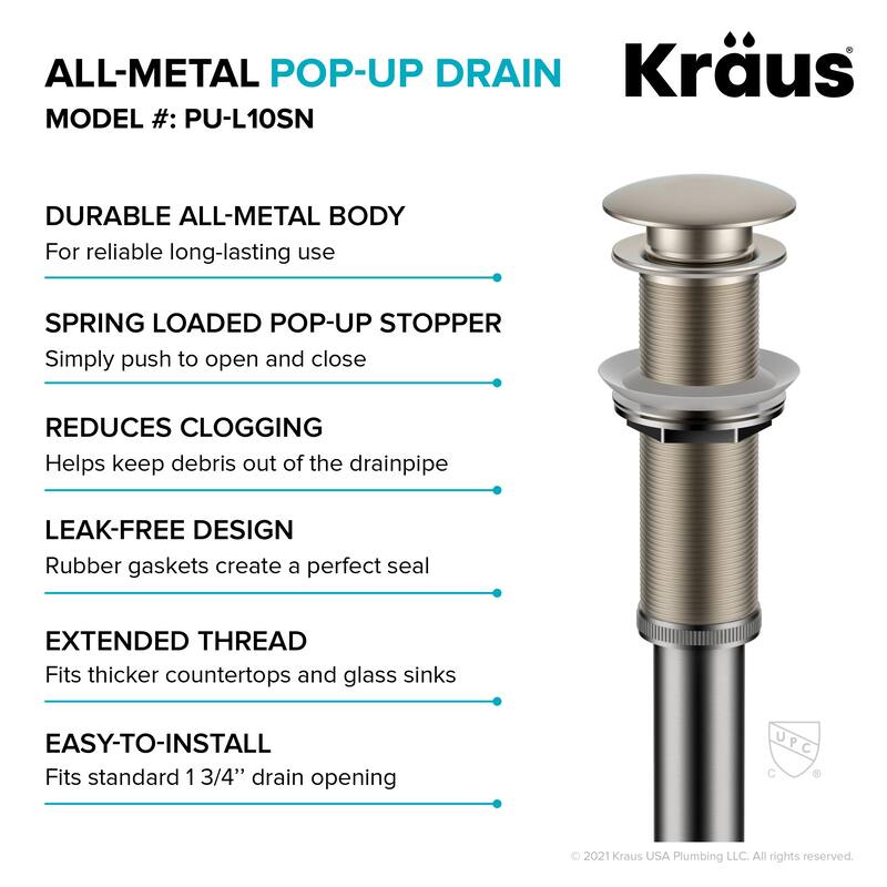 KRAUS Pop-Up Drain for Vessel Bathroom sink