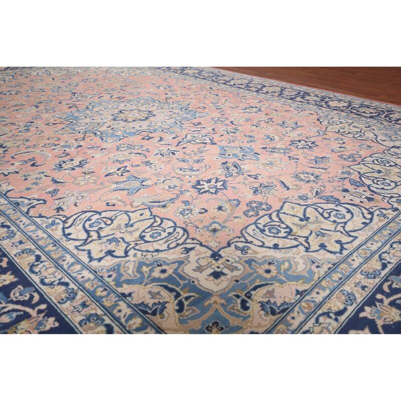 Traditional Pink Najafabad Persian Vintage Rug Handmade Wool Carpet - 9'6"x 13'0"