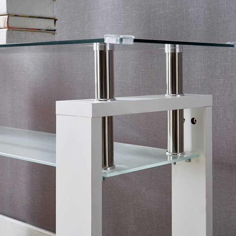 Console Table, Tempered Glass Top, Modern Foyer Area Table