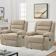 preview thumbnail 6 of 101, Overstuffed Cotton Corduroy Manual Pushback Recliner with Wide Armrest