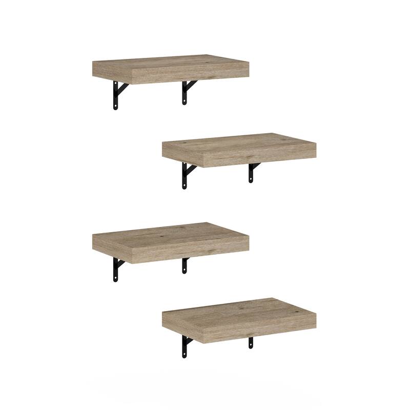 Furinno Tanna 15-Inch Wall Mounted Floating Display Shelves, Natural, Set of 4 - Natural
