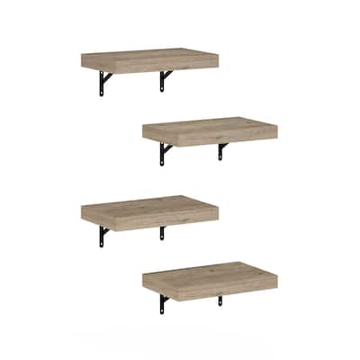 Furinno Tanna 15-Inch Wall Mounted Floating Display Shelves, Natural, Set of 4